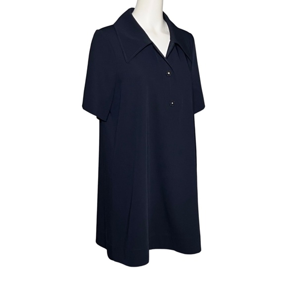 Tuckernuck Size Large Dark Navy Blue Polo Mini Dress Short Sleeve Casual Pockets - Picture 4 of 10